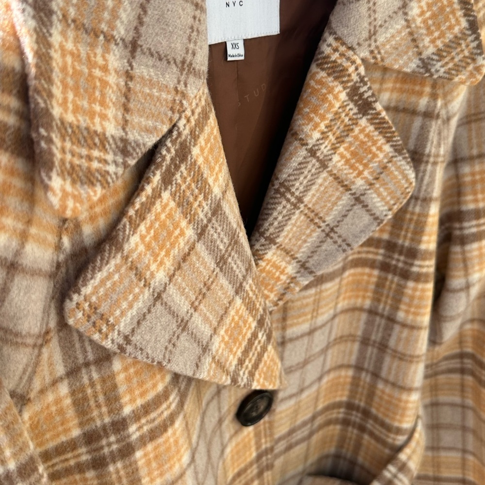 Petite Studio Christie Coat Carmel plaid size XXS wool coat excellent condition